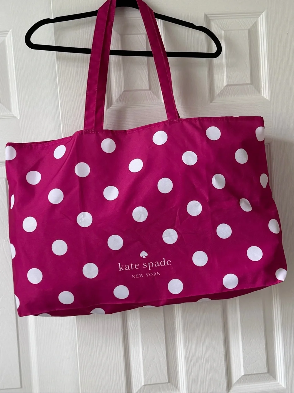 Kate Spade ♠️ Dotted Canvas Tote in Pink & White